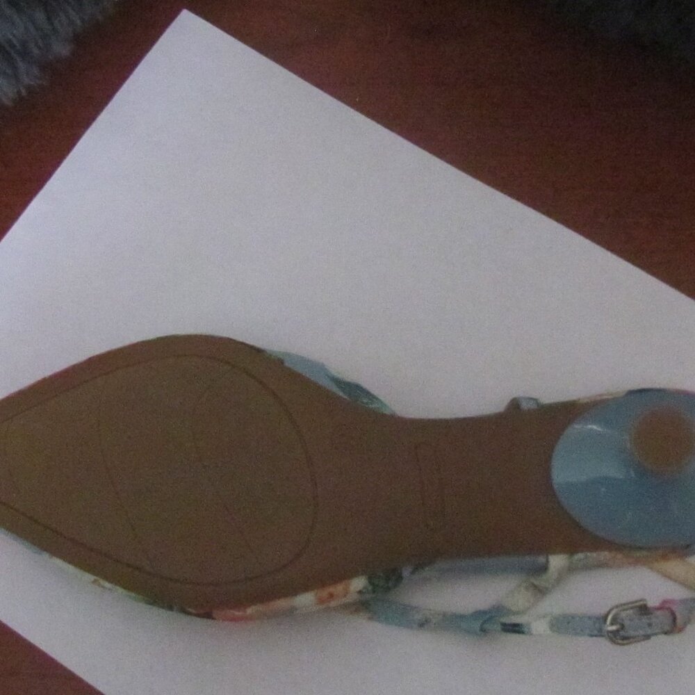DESIGNER NINE WEST FLORAL PRINT POINTED TOE KITTEN HEEL SLINGBACKS SIZE 8.5 M - Picture 12 of 14